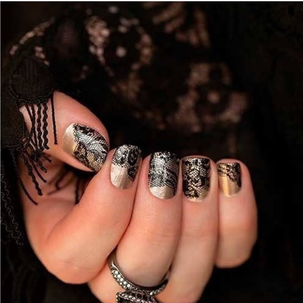 *Retired* Color Street: Lacey Business | Gold Black Metallic Romantic Lace - Picture 5 of 12